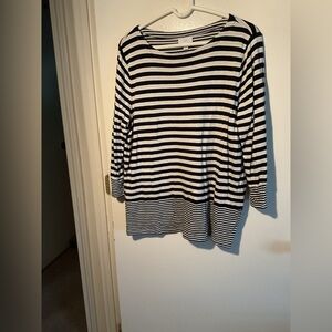 J. Jill Black and White Striped Top